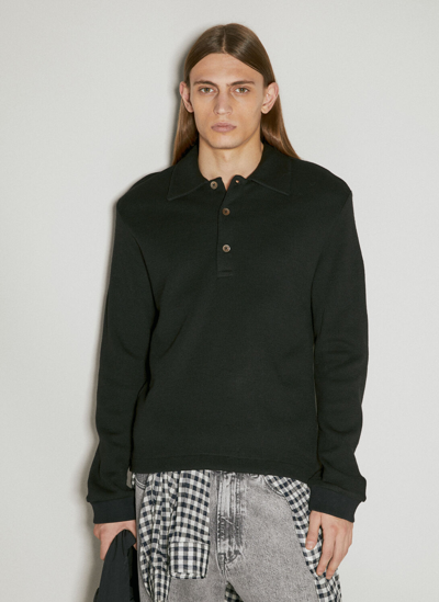 Our Legacy Ile Piquet Polo Sweater In Black