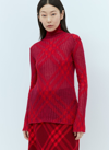 Burberry Checked Ribbed Mohair-blend Turtleneck Sweater In Red
