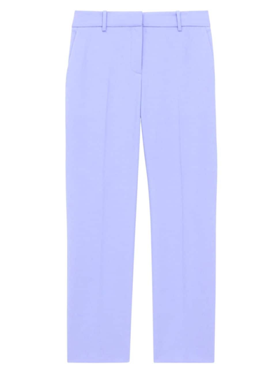 Theory Treeca Wool-blend Cropped Pants In Purple