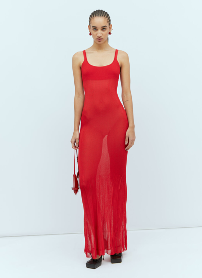 Jacquemus La Robe Maille Oranger Knit Dress In Red