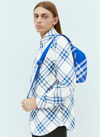 Burberry Shield Check Faux Leather Crossbody Bag In Blue