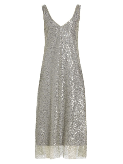 Vince Women's Sequined Midi-dress In Sea Slate