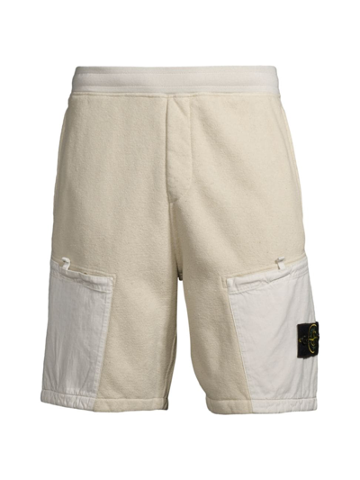 Stone Island Men's Mixed Media Shorts In Plaster