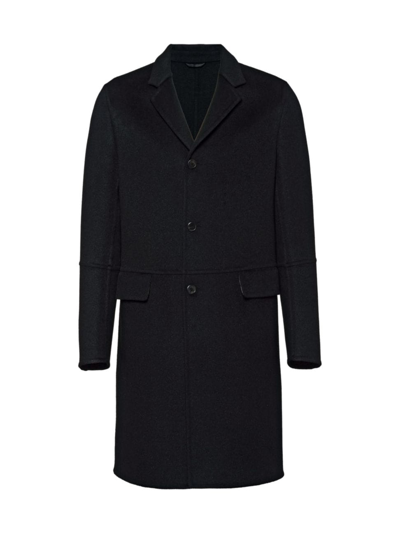 Prada Men's Wool And Angora Coat In Black