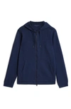 John Varvatos Cotton Double Knit Zip Hoodie In Ink Blue