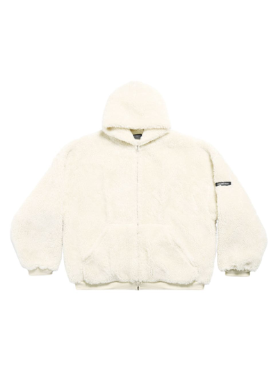 Balenciaga Outerwear Zip-up Hoodie In Off White