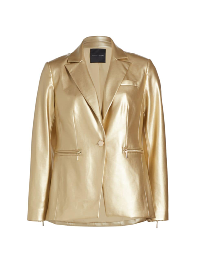 Elie Tahari The Harley Metallic Vegan Leather Jacket In Brushed Gold