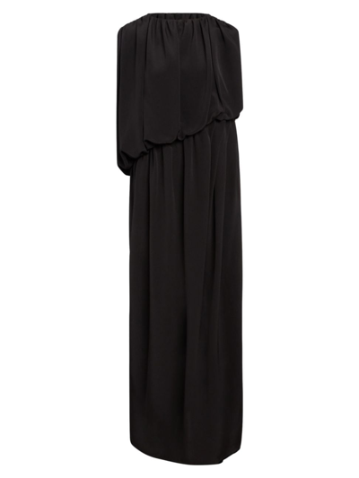 Careste Raya Sleeveless Draped Silk Column Gown In Black