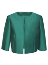 Alberta Ferretti Cropped Satin Jacket In Green