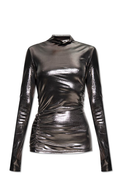 Blumarine Lamé-effect Cut-out Top In Silver