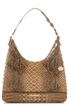 BRAHMIN TABITHA CROC EMBOSSED LEATHER SHOULDER BAG