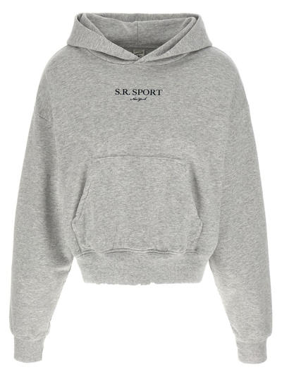 Sporty And Rich Sporty & Rich Slogan Printed Long Sleeved Hoodie In Gray