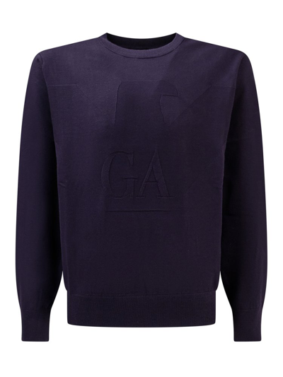 Emporio Armani Kids Crewneck Long In Blu Navy