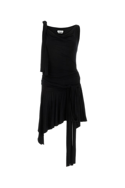 Blumarine V-neck Asymmetric Mini Dress In Black