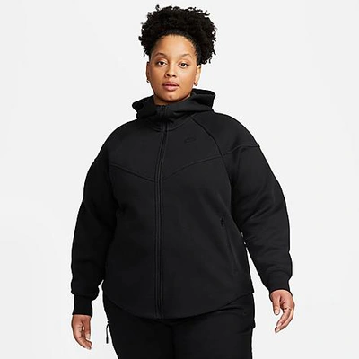 Nike Women's  Sportswear Tech Fleece Windrunner Full-zip Hoodie (plus Size) In Black/black 