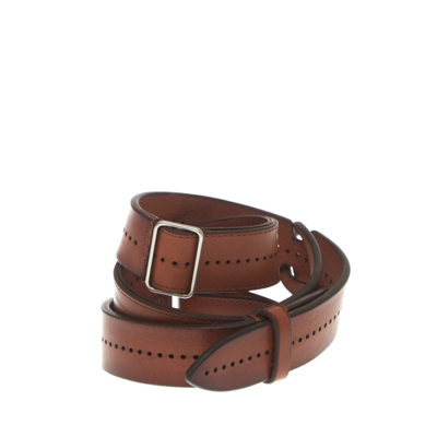 Orciani Nobuckle Leather Belt With Holes In Brown