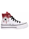 CONVERSE PLATFORM WHITE, RED SNEAKERS