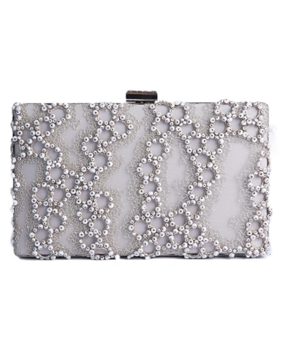 Gemy Maalouf Embroidered Grey Clutch - Accessories