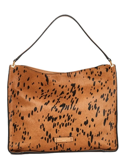 Gianni Chiarini Rene Shoulder Bag In Animal Print Leather In Brown