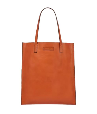The Bridge Orange Leather Shopping Bag