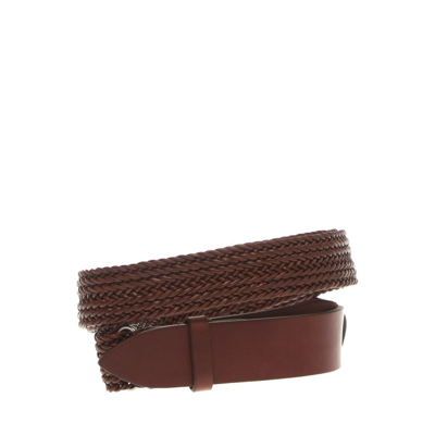 Orciani Nobuckle Weave Leather Belt In Brown