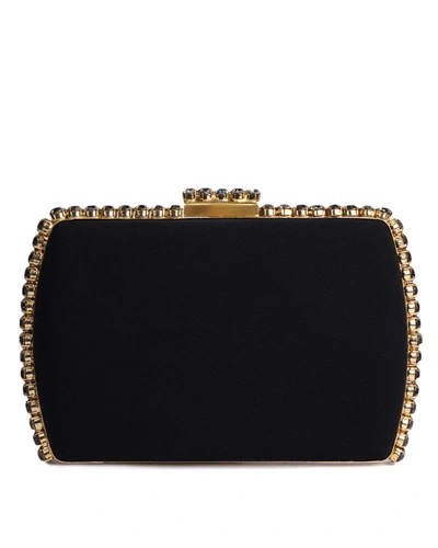 Gemy Maalouf Black Clutch With Gold Hardware - Accessories