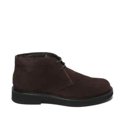 Rossano Bisconti Ankle Boot In Ebony Suede In Brown