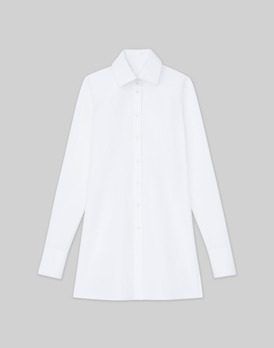 Lafayette 148 Organic Cotton Poplin Side Button Shirt In White