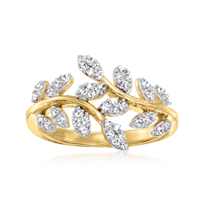 Ross-simons Diamond Vine Ring In 18kt Gold Over Sterling In White