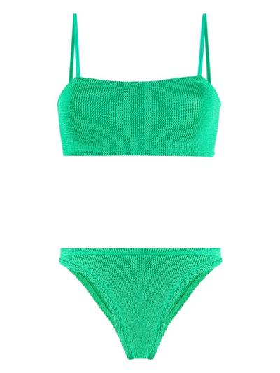 HUNZA G GREEN GIGI CRINKLED BIKINI