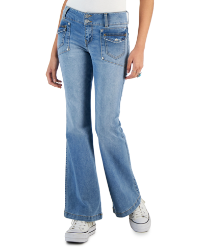 Celebrity Pink Juniors' Two-button Low-rise Flare-leg Jeans In Your Wish