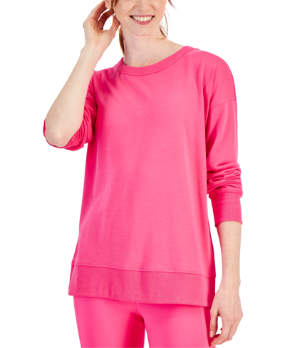 Id Ideology Women's Open-back Long-sleeve Pullover Top, Created For Macy's In Molten Pink
