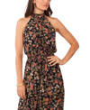 Vince Camuto Womens Printed Chiffon Jumpsuit In Rich Black
