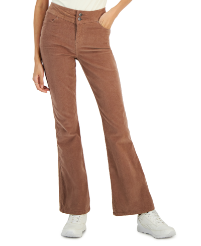 Celebrity Pink Juniors' High-rise Curvy-fit Flare-leg Corduroy Pants In Chocolate