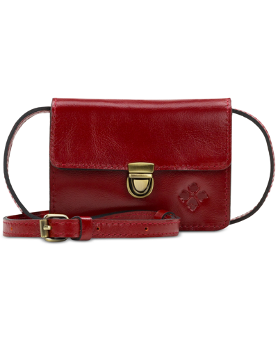 Patricia Nash Lanza Small Leather Crossbody Organizer In Gift Box In Ruby Red