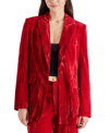 Steve Madden Imann One-button Crushed Velvet Blazer In Red