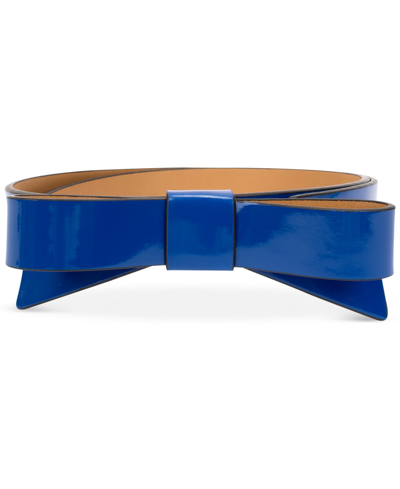 Kate Spade Women's Patent Leather Bow Belt In Stained Glass Blue