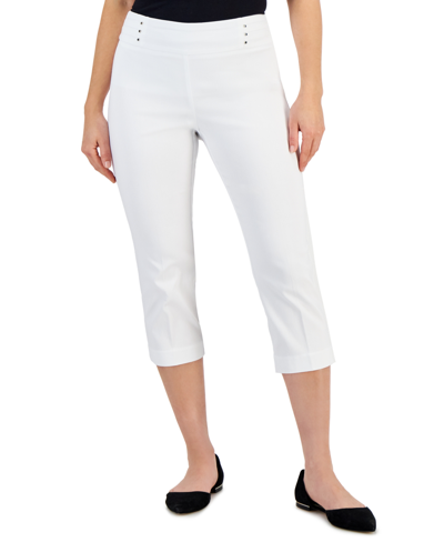Jm Collection Embellished Pull-on Capri Pants, Created For Macy's In Bright White