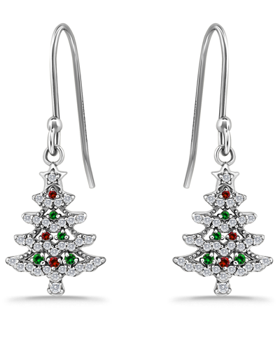 Giani Bernini Cubic Zirconia Christmas Tree Drop Earrings, Created For Macy's In Sterling Silver,multi