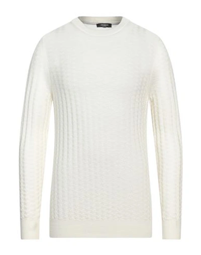 +39 Masq Man Sweater Ivory Size 38 Merino Wool In White