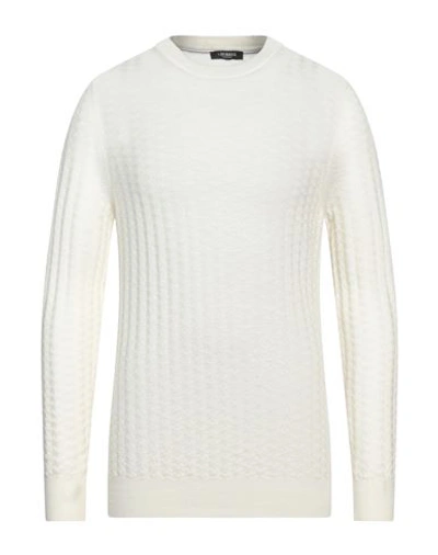 +39 Masq Man Sweater Ivory Size 40 Merino Wool In White