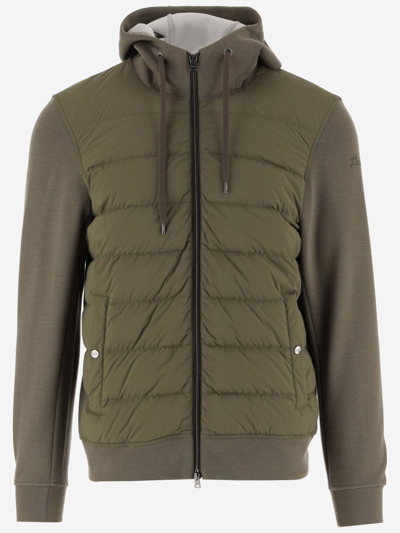 Herno Quilted-panel Hooded Jacket In Green