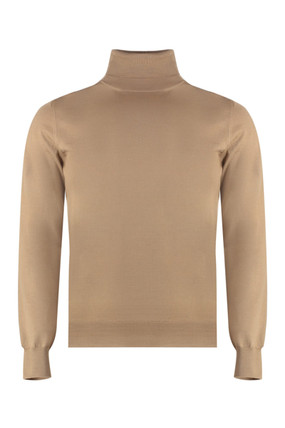 Drumohr Turtleneck Wool Pullover In Sand