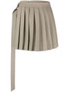 Ami Alexandre Mattiussi Pleated Virgin Wool Wrap Skirt In Beige