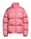 Palm Angels Striped Webbing-trimmed Padded Shell Down Jacket In Pink