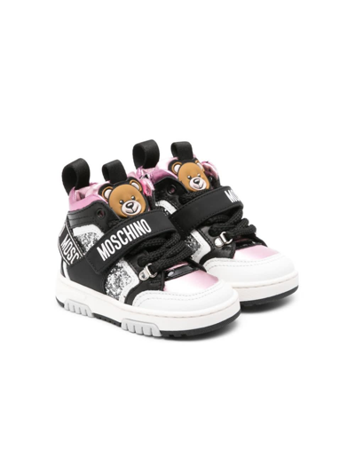 Moschino Kids' Teddy Bear-motif Panelled Sneakers In Black