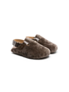 Pèpè Slingback Fleece Slippers In Crema