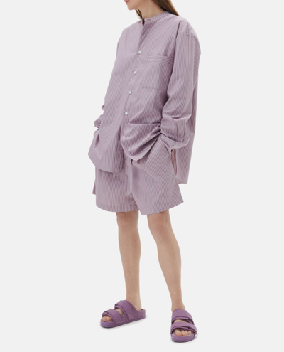 Tekla Poplin Pyjamas Shirt In Purple