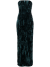 16ARLINGTON GREEN SAMARE FEATHER TRIM VELVET GOWN