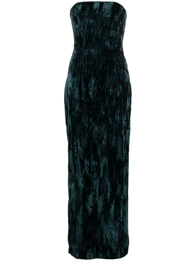 16arlington Samare Feather-trimmed Velvet Gown In Green